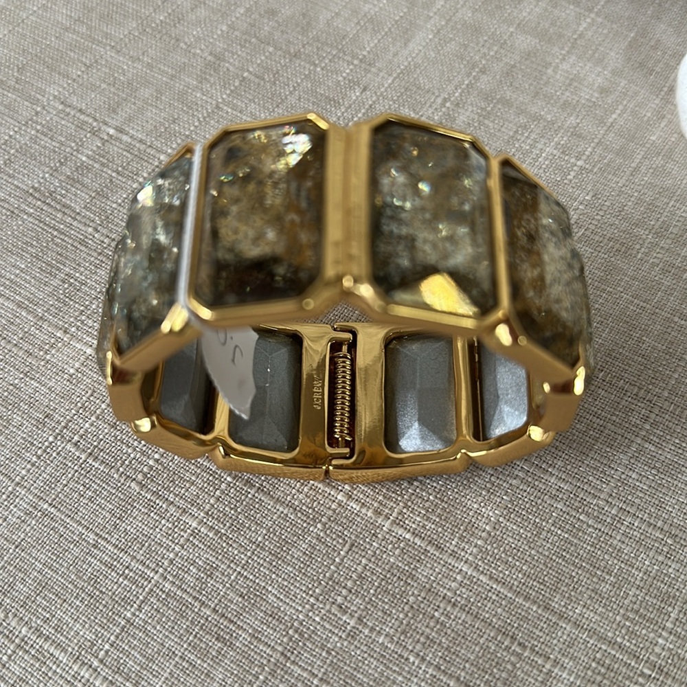 NWT | J Crew Hinged Rectangle Stone Bracelet in Burnished Gold - Picture 6 of 14